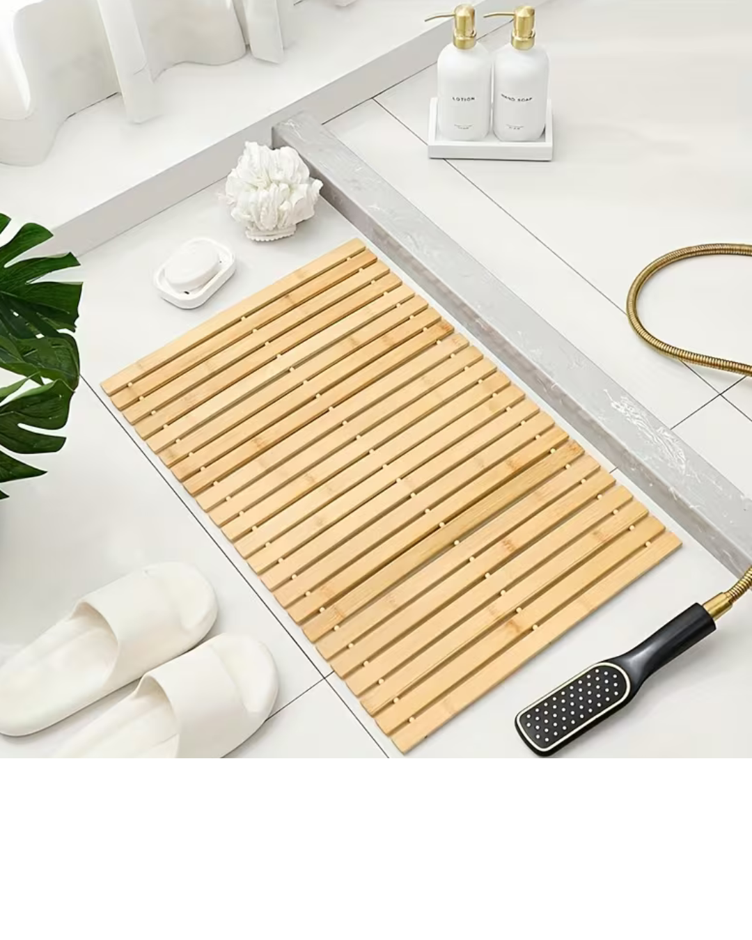 🛁 سجادة حمّام طبيعية من البامبو