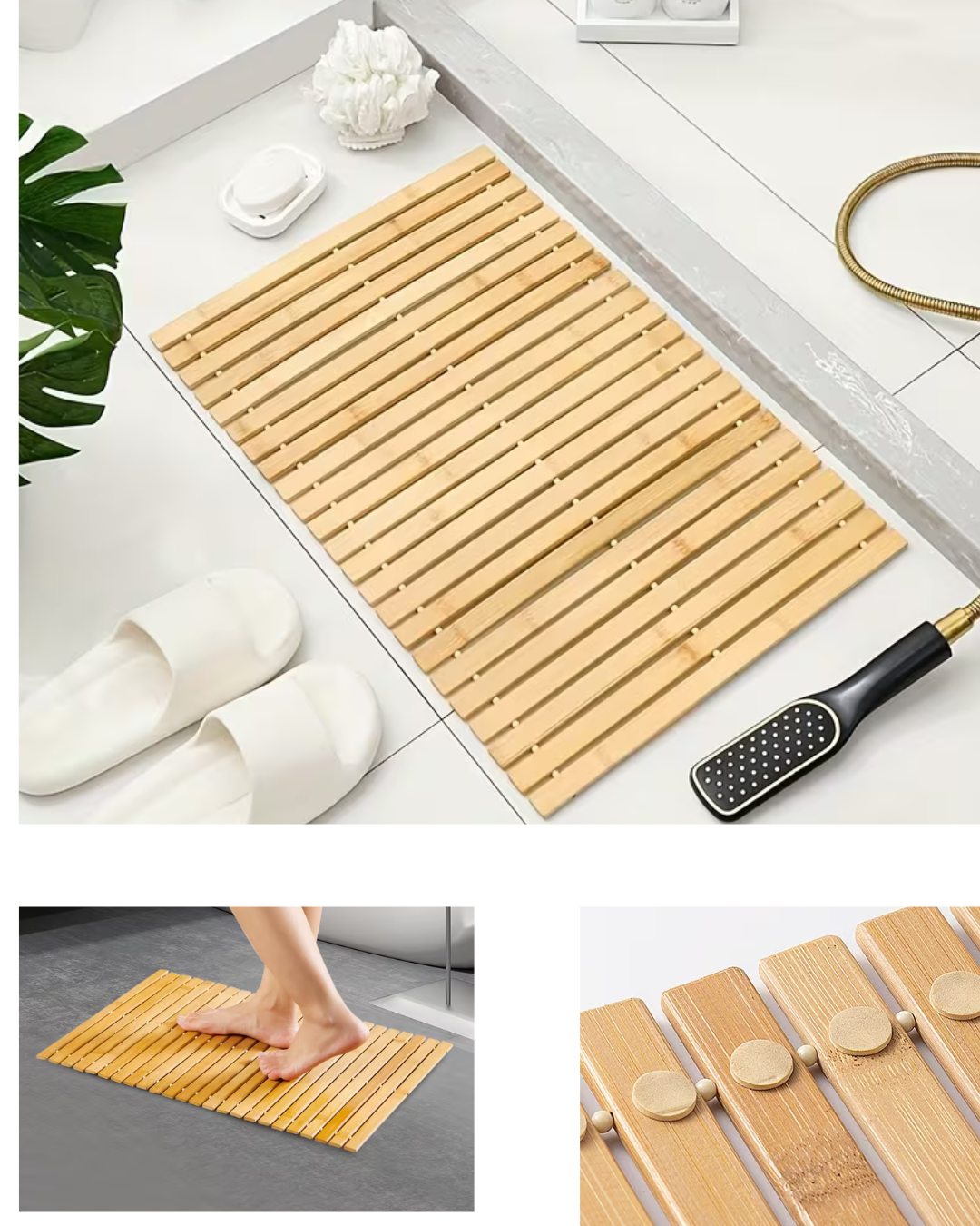 🛁 سجادة حمّام طبيعية من البامبو